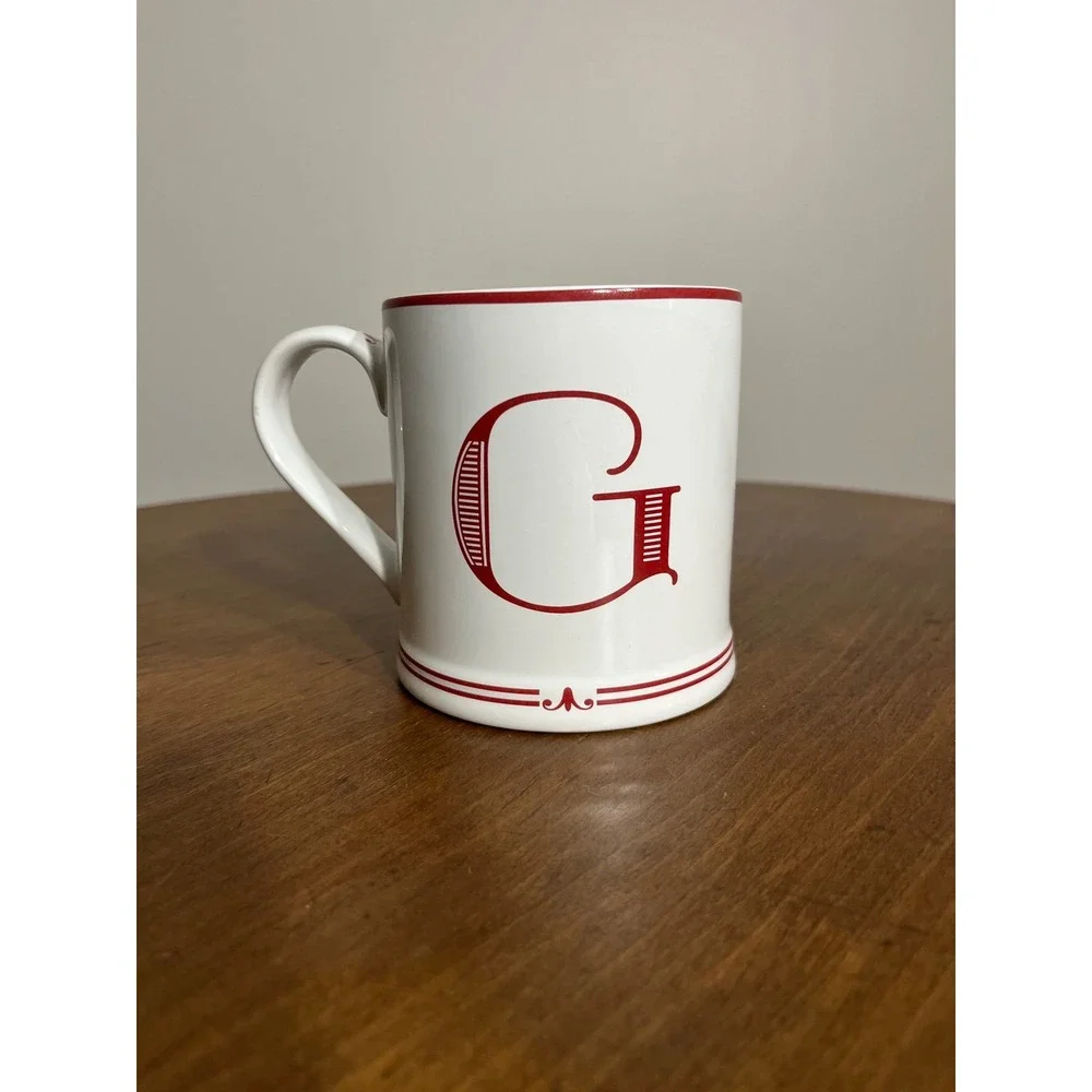 Sur La Table White and Red G Initial‎ Coffee Tea Mug